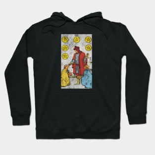 Six of pentacles tarot card (distressed) Hoodie